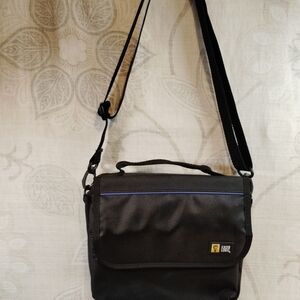 Case Logic Black Crossbody Messenger Bag with Blue Trim